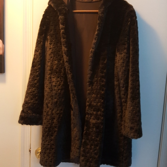 UTEX Size S Faux Fur Long Warm Coat Reversible - Picture 5 of 12
